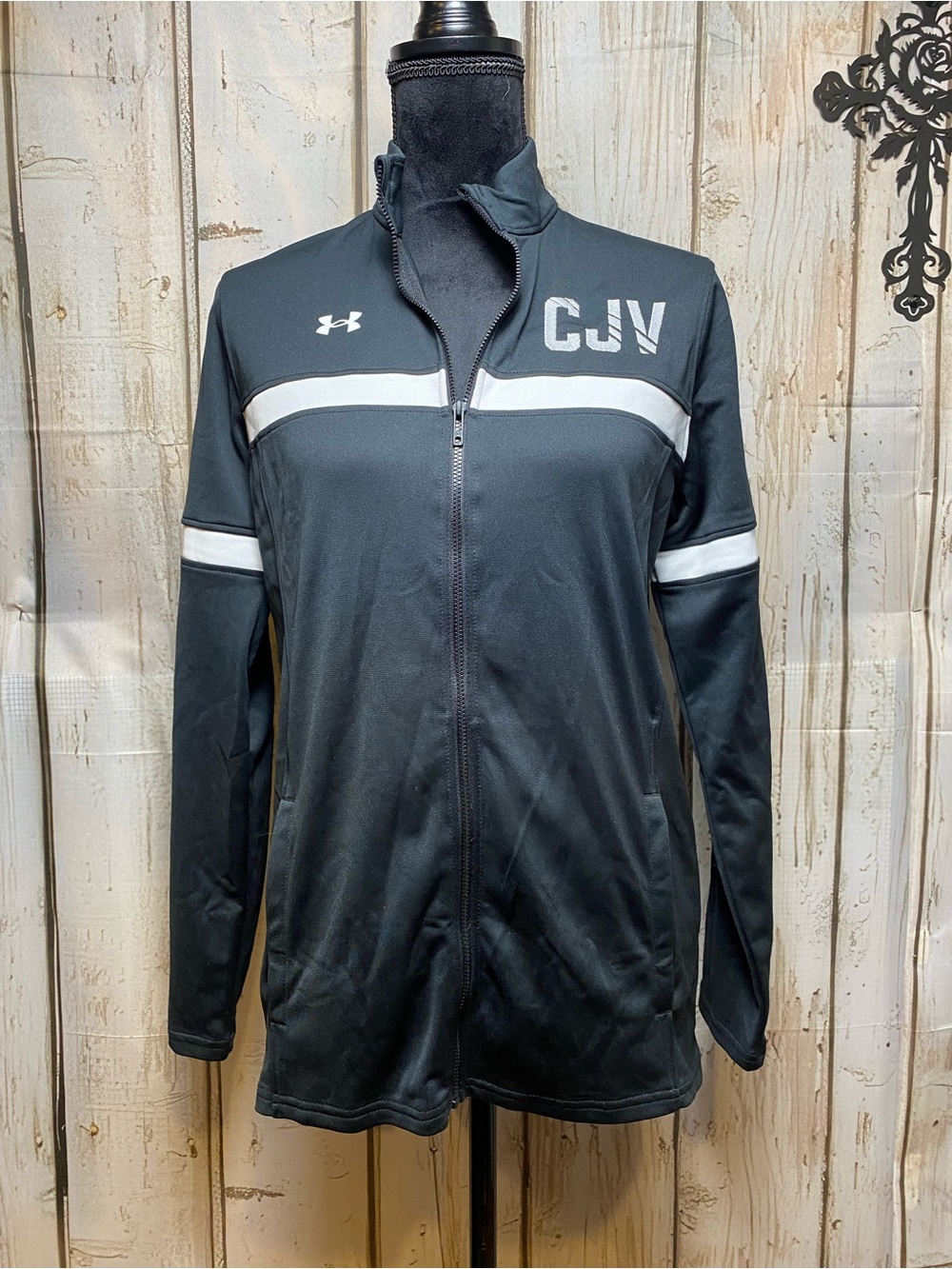 Under Armour Women's Black Jacket with White Stripe Accents Sz-PS